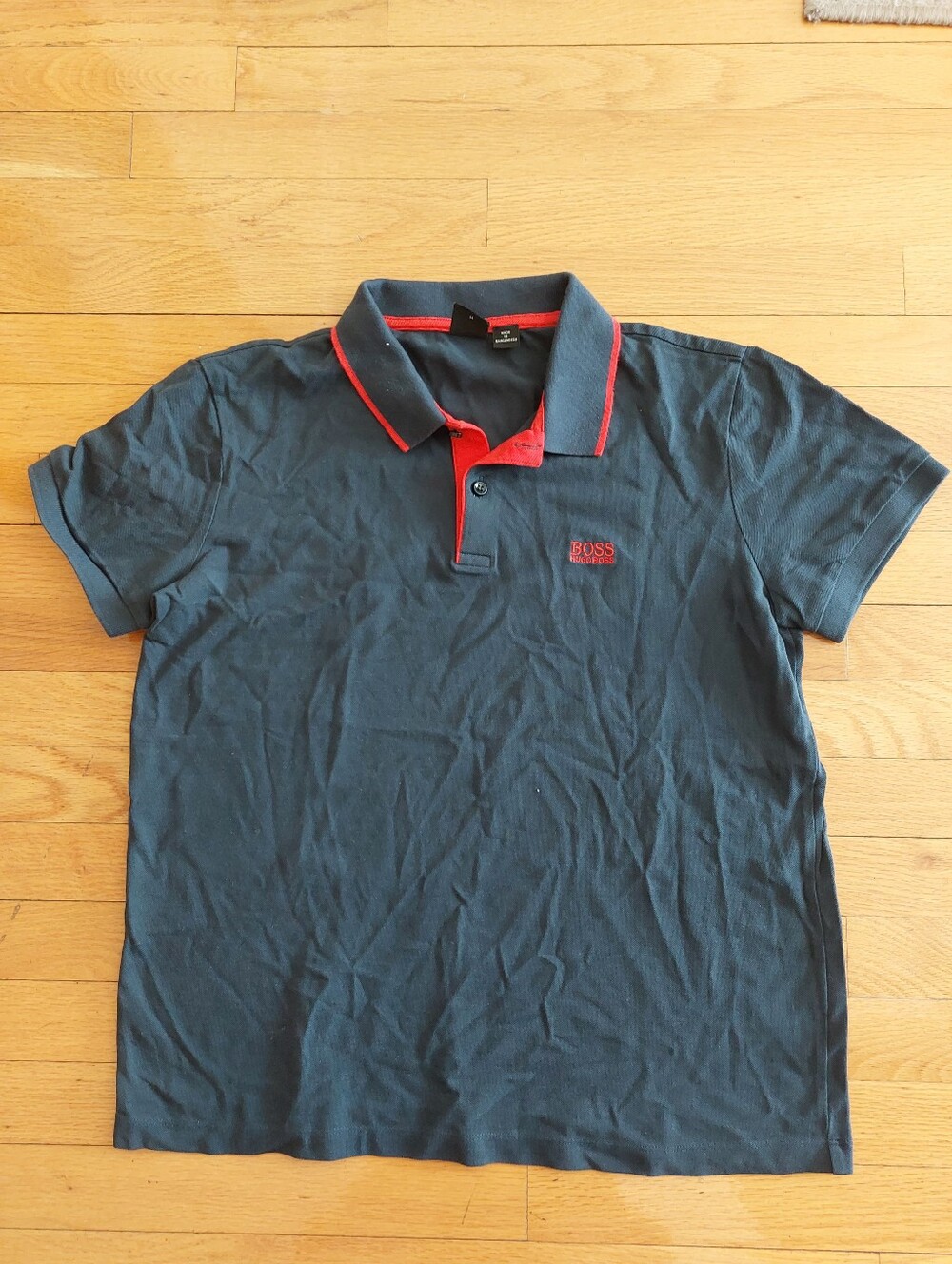 Hugo Boss Navy Polo with Red Contrast Trim